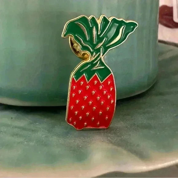 Strawberry Enamel Pin - Red and Green - Picture 1 of 4